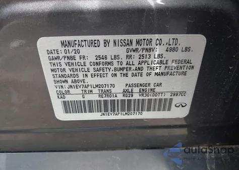 2020 Infiniti Q50 Luxe из США, поврежденный, VIN JN1EV7AP1LM207170